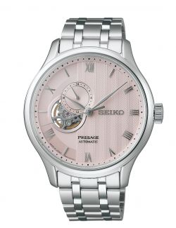 Elegancki zegarek męski z widocznym mechanizmem Seiko Presage Japanese Garden Open Heart SSA465J1