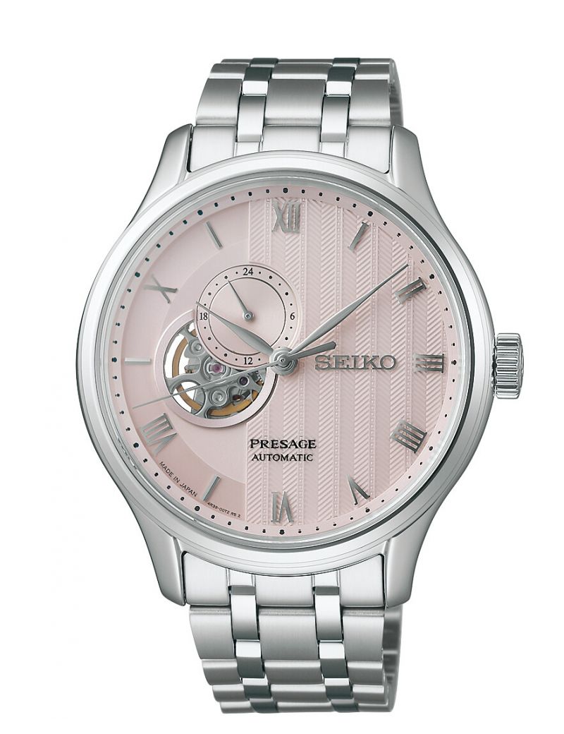 Elegancki zegarek męski z widocznym mechanizmem Seiko Presage Japanese Garden Open Heart SSA465J1