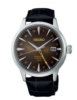 Klasyczny zegarek męski do garnituru Seiko Presage Automatic Cocktail Rusty Nail GMT SSK039J1