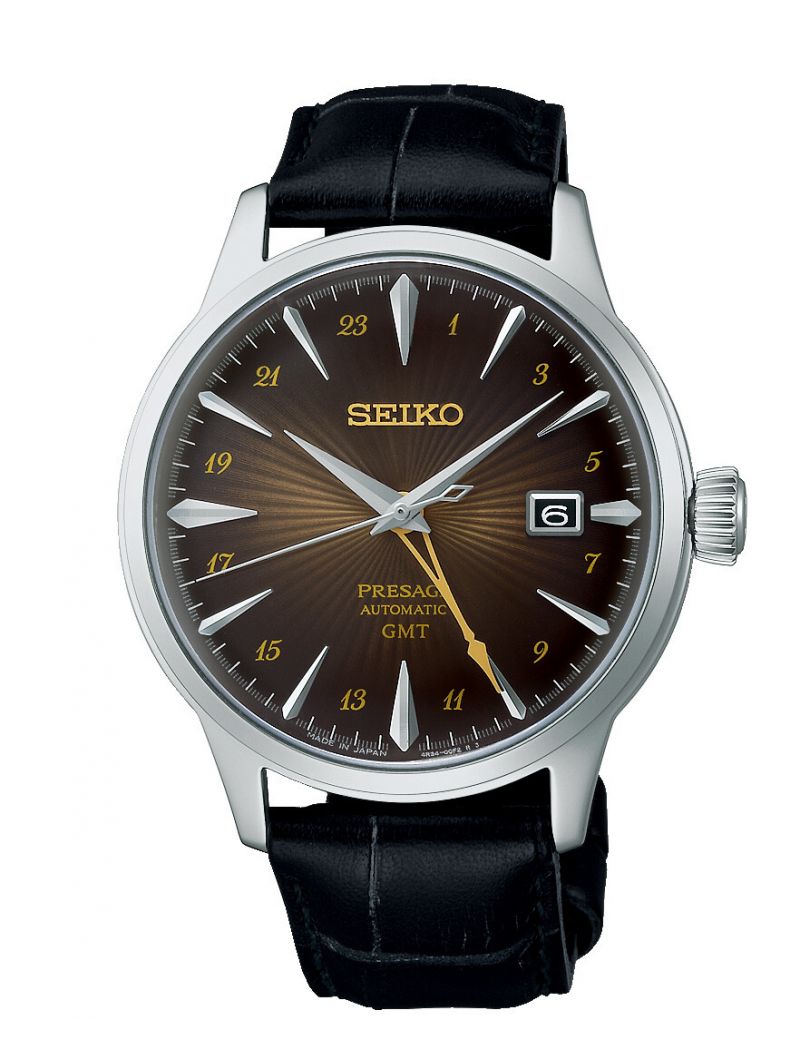 Klasyczny zegarek męski do garnituru Seiko Presage Automatic Cocktail Rusty Nail GMT SSK039J1 Klasyczny zegarek męski do garnituru Seiko Presage Automatic Cocktail Rusty Nail GMT SSK039J1