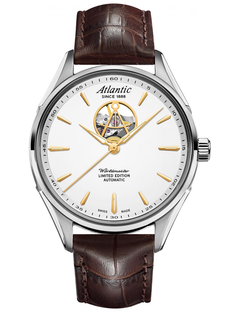 Klasyczny mechaniczny zegarek męski Atlantic Worldmaster Open Heart 52780.41.21G Limited Edition Klasyczny mechaniczny zegarek męski Atlantic Worldmaster Open Heart 52780.41.21G Limited Edition