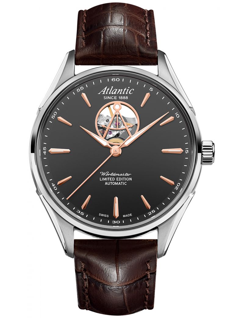 Klasyczny mechaniczny zegarek męski Atlantic Worldmaster Open Heart 52780.41.41R Limited Edition