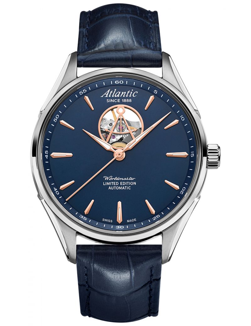 Klasyczny mechaniczny zegarek męski Atlantic Worldmaster Open Heart 52780.41.51R Limited Edition