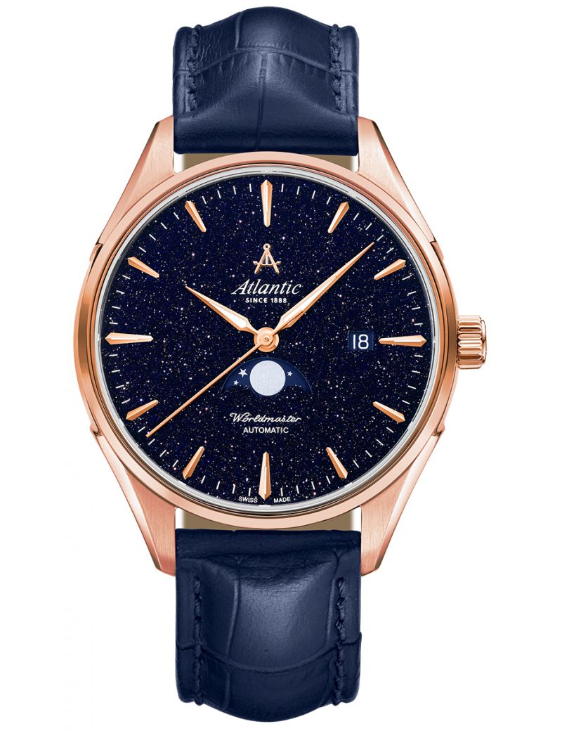 Klasyczny mechaniczny zegarek męski Atlantic Worldmaster Moonphase Nightsky 52783.44.91 Aventurine Klasyczny mechaniczny zegarek męski Atlantic Worldmaster Moonphase Nightsky 52783.44.91 Aventurine