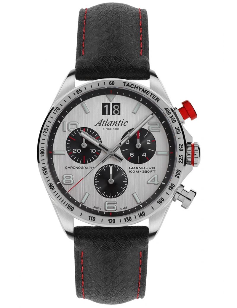 Sportowy zegarek męski na pasku Atlantic Grand Prix Chrono 55463.41.25