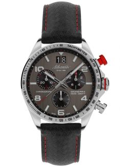 Sportowy zegarek męski na pasku Atlantic Grand Prix Chrono 55463.41.45