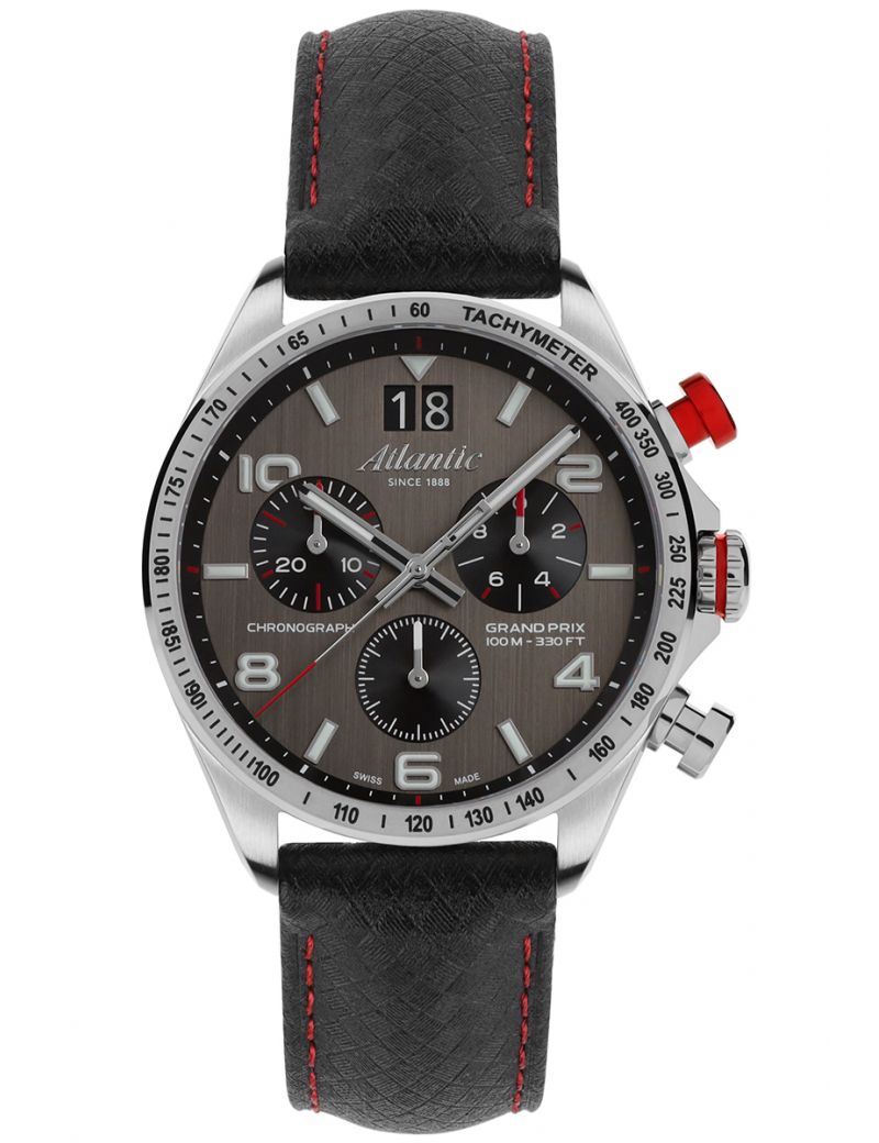 Sportowy zegarek męski na pasku Atlantic Grand Prix Chrono 55463.41.45