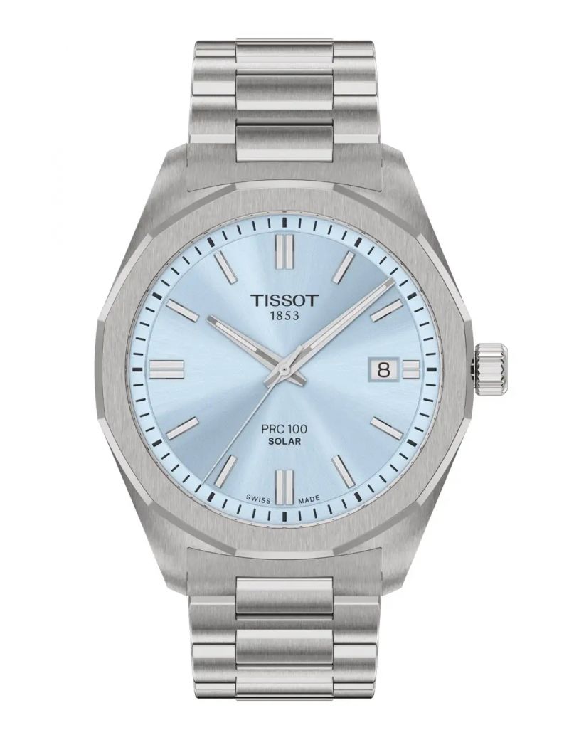 Zegarek męski na bransolecie Tissot PRC 100 Solar Quartz 39mm T151.422.11.351.00 Ice Blue
