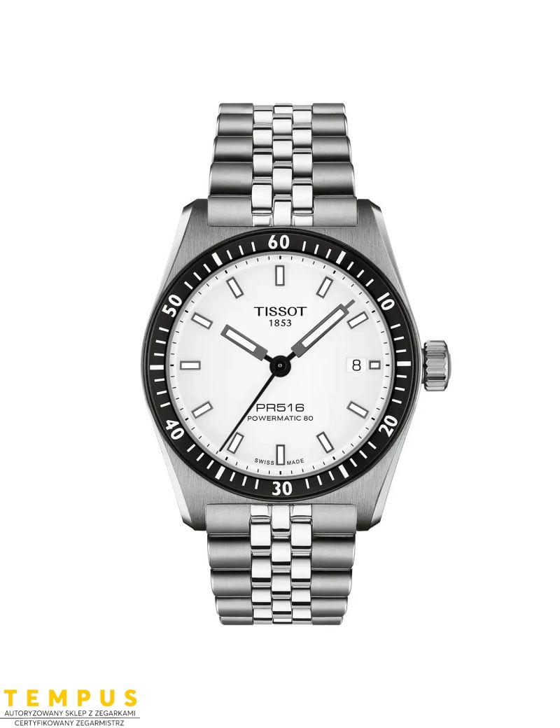 Sportowy zegarek męski z rezerwą chodu Tissot PR516 Powermatic 80 38mm T149.407.11.031.00