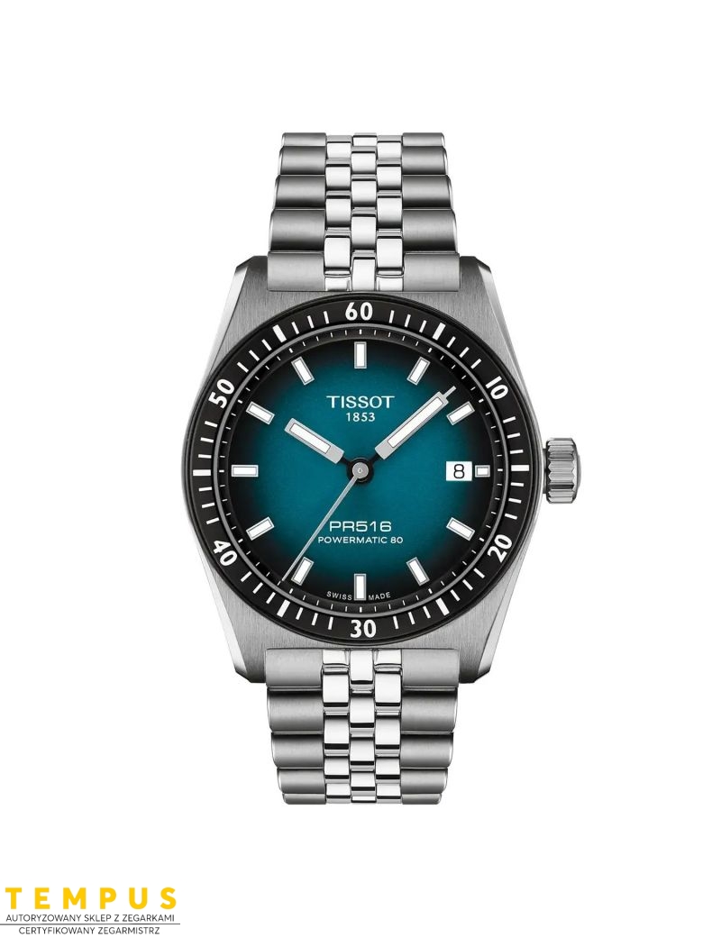 Sportowy zegarek męski z rezerwą chodu Tissot PR516 Powermatic 80 38mm T149.407.11.041.00