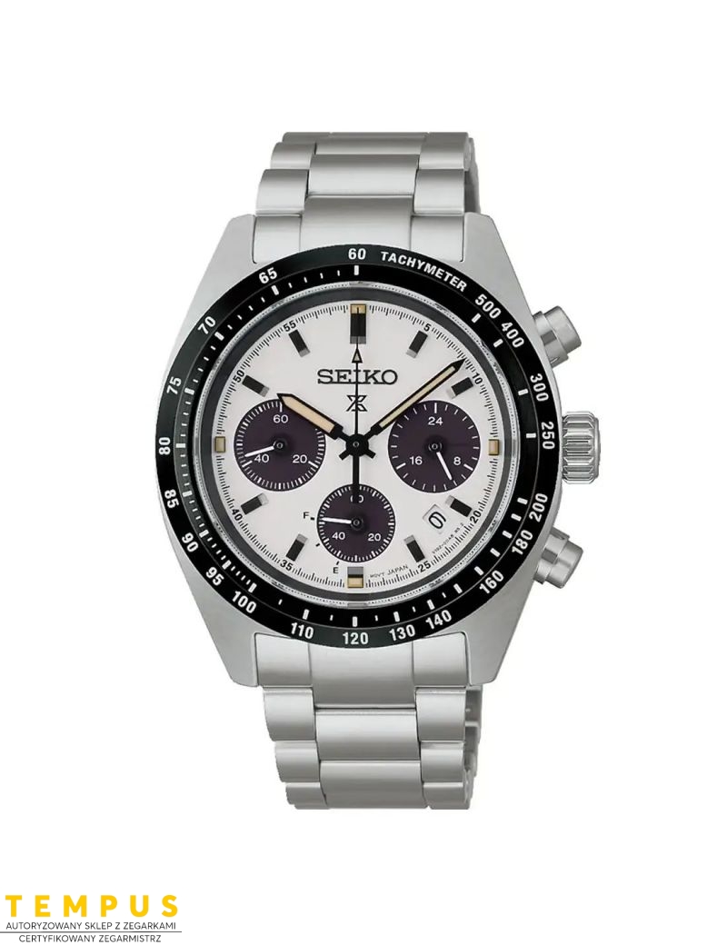 Sportowy zegarek męski na bransolecie Seiko Prospex Speedtimer Solar Chronograph SSC961P1 Panda