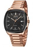 Kwadratowy zegarek męski na bransolecie z mechanizmem widocznym przez dekiel Epos Timeless 3511.152.55.15.34
