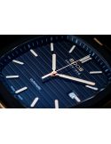 Kwadratowy zegarek męski na bransolecie z mechanizmem widocznym przez dekiel Epos Timeless 3511.152.55.15.25