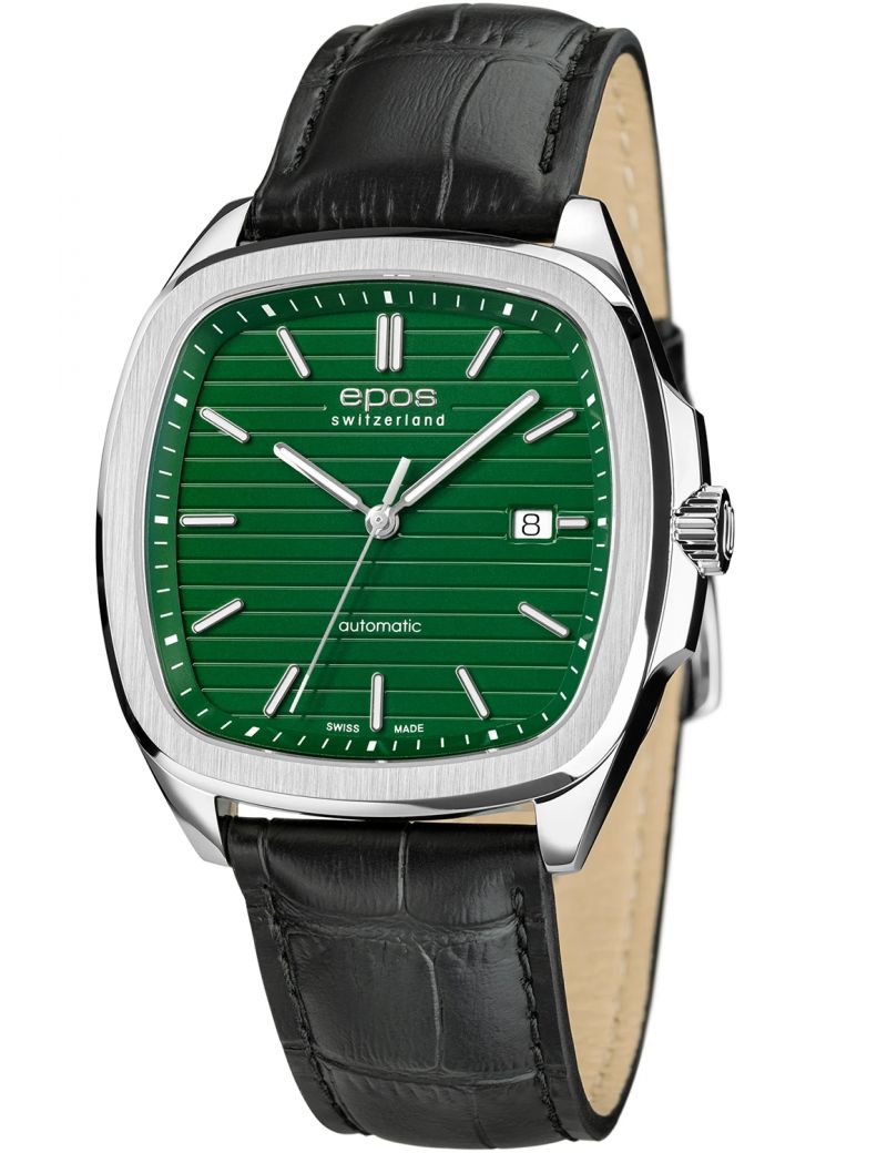 Kwadratowy zegarek męski na bransolecie z mechanizmem widocznym przez dekiel Epos Timeless 3511.152.20.13.25 Kwadratowy zegarek męski na bransolecie z mechanizmem widocznym przez dekiel Epos Timeless 3511.152.20.13.25