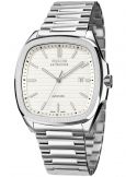 Kwadratowy zegarek męski na bransolecie z mechanizmem widocznym przez dekiel Epos Timeless 3511.152.20.10.30