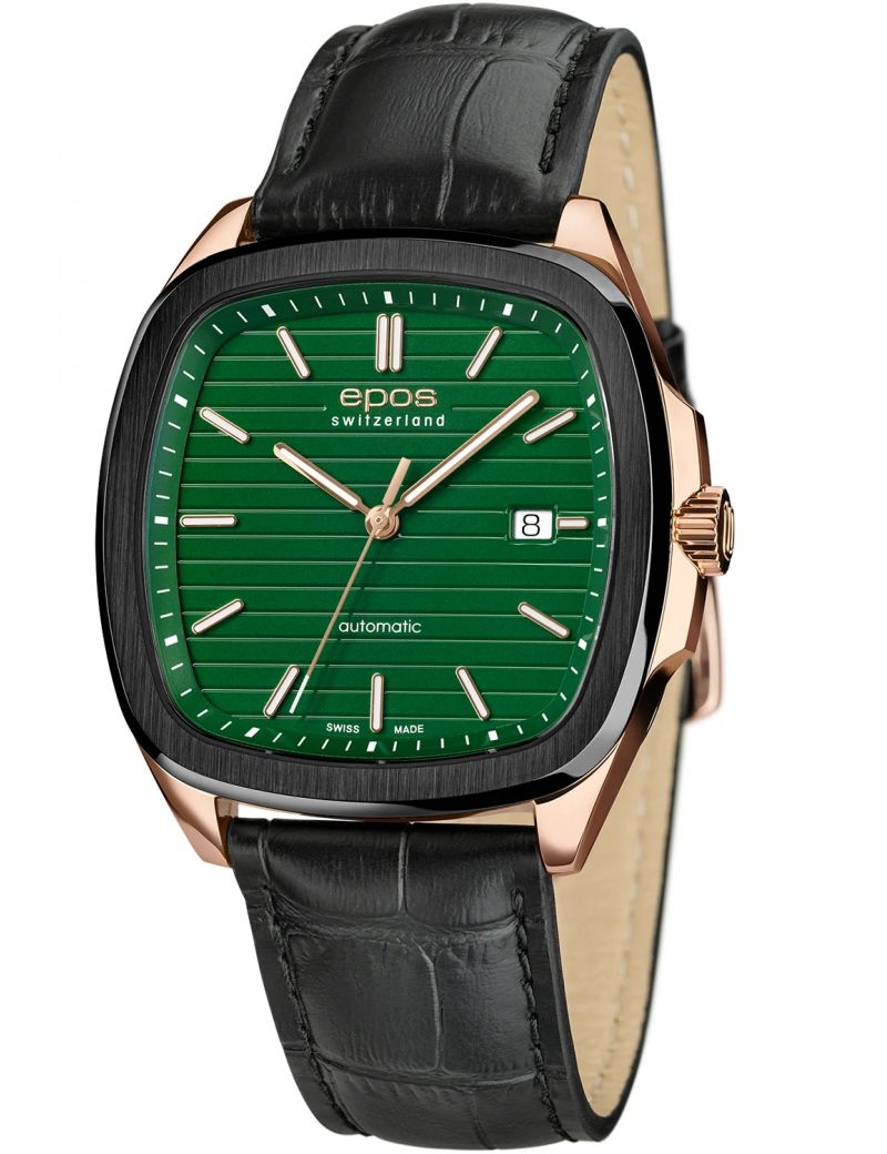 Kwadratowy zegarek męski na bransolecie z mechanizmem widocznym przez dekiel Epos Timeless 3511.152.55.13.25 Kwadratowy zegarek męski na bransolecie z mechanizmem widocznym przez dekiel Epos Timeless 3511.152.55.13.25