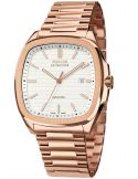 Kwadratowy zegarek męski na bransolecie z mechanizmem widocznym przez dekiel Epos Timeless 3511.152.24.10.34