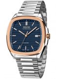 Kwadratowy zegarek męski na bransolecie z mechanizmem widocznym przez dekiel Epos Timeless 3511.152.34.16.30