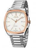 Kwadratowy zegarek męski na bransolecie z mechanizmem widocznym przez dekiel Epos Timeless 3511.152.34.10.30