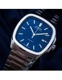 Kwadratowy zegarek męski na bransolecie z mechanizmem widocznym przez dekiel Epos Timeless 3511.152.20.16.30