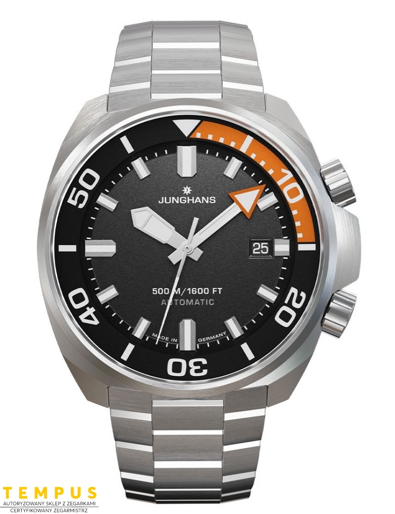 Profesjonalny zegarek do nurkowania głębinowego dla mężczyzn Junghans 1972 Aquaris 27/4668.44 Automatic Diver Set Profesjonalny zegarek do nurkowania głębinowego dla mężczyzn Junghans 1972 Aquaris 27/4668.44 Automatic Diver Set