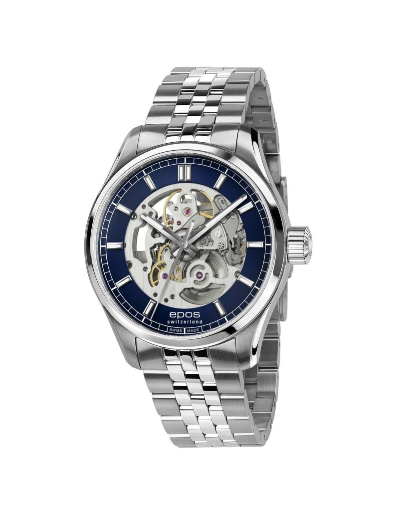 Elegancki zegarek męski z widocznym mechanizmem Epos Timeless Skeleton 3501.13B.20.16.30 Elegancki zegarek męski z widocznym mechanizmem Epos Timeless Skeleton 3501.13B.20.16.30