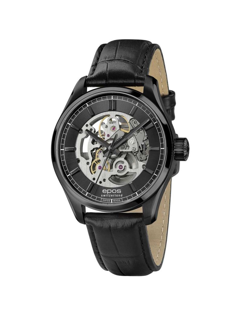 Elegancki zegarek męski z widocznym mechanizmem Epos Timeless Skeleton 3501.13B.25.15.25 Elegancki zegarek męski z widocznym mechanizmem Epos Timeless Skeleton 3501.13B.25.15.25
