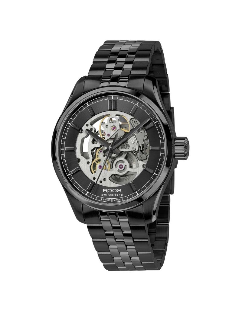 Elegancki zegarek męski z widocznym mechanizmem Epos Timeless Skeleton 3501.13B.25.15.35 Elegancki zegarek męski z widocznym mechanizmem Epos Timeless Skeleton 3501.13B.25.15.35