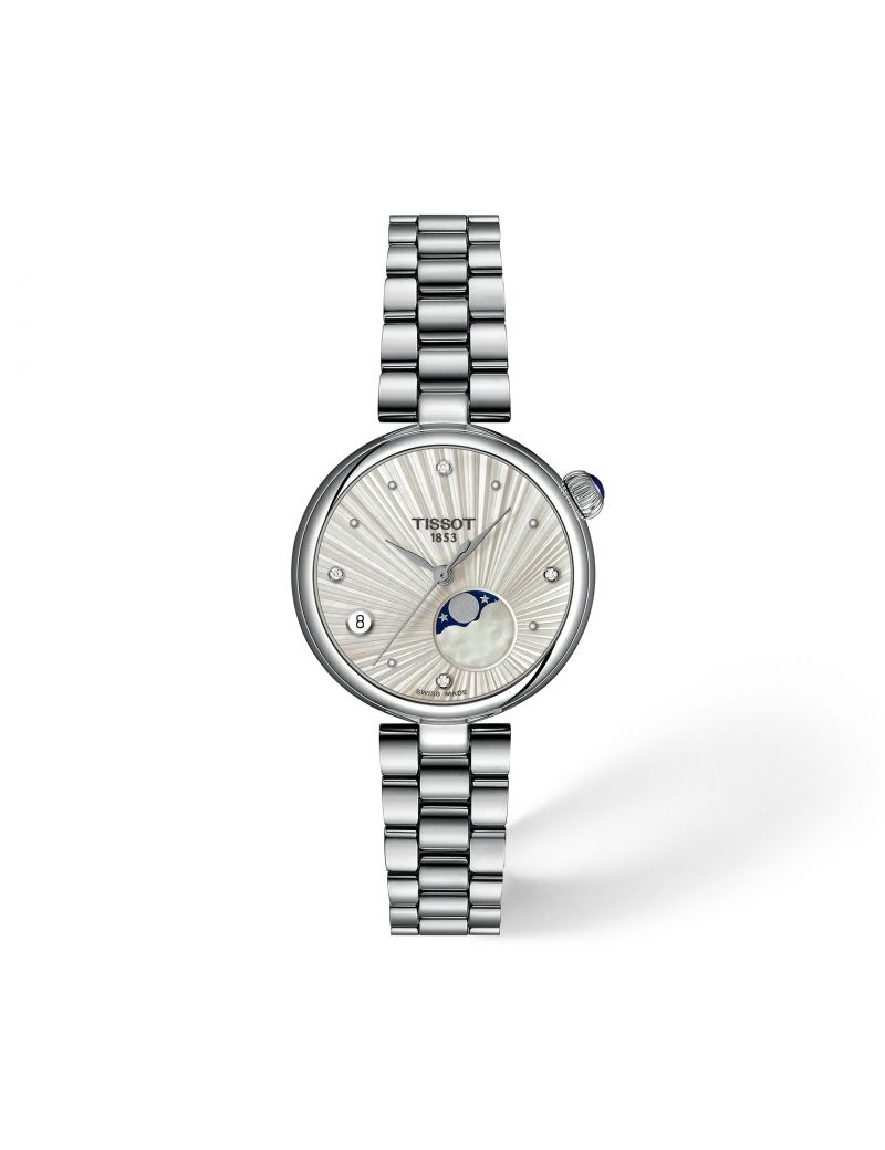 Mały klasyczny elegancki zegarek damski Tissot Désir Moon Phase T152.223.11.036.00 Diamonds z szafirowym szkłem Mały klasyczny elegancki zegarek damski Tissot Désir Moon Phase T152.223.11.036.00 Diamonds z szafirowym szkłem