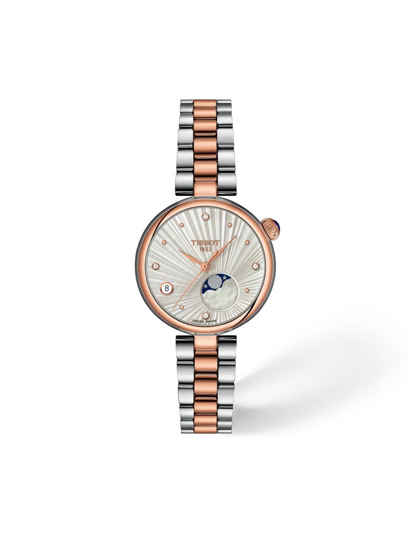 Mały klasyczny elegancki zegarek damski Tissot Désir Moon Phase T152.223.22.036.00 Diamonds z szafirowym szkłem Mały klasyczny elegancki zegarek damski Tissot Désir Moon Phase T152.223.22.036.00 Diamonds z szafirowym szkłem