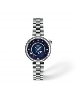 Mały klasyczny elegancki zegarek damski Tissot Désir Moon Phase T152.223.11.496.00 Diamonds z szafirowym szkłem