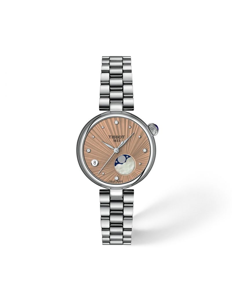 Mały klasyczny elegancki zegarek damski Tissot Désir Moon Phase T152.223.11.546.00 Diamonds z szafirowym szkłem Mały klasyczny elegancki zegarek damski Tissot Désir Moon Phase T152.223.11.546.00 Diamonds z szafirowym szkłem