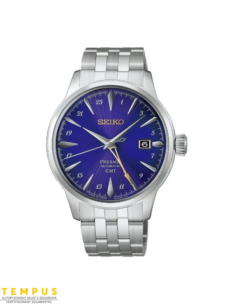 Klasyczny limitowany zegarek męski z chabrową tarczą Seiko Presage Cocktail Time Edo Murasaki 145th Anniversary Limited Edition HCB006J1