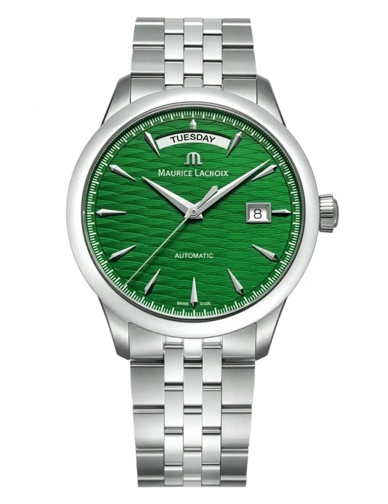 Męski zegarek automatyczny Maurice Lacroix 1975 Automatic Day Date Sapin Green 756058-SS002-630-1 Limited Edition na bransolecie Męski zegarek automatyczny Maurice Lacroix 1975 Automatic Day Date Sapin Green 756058-SS002-630-1 Limited Edition na bransolecie