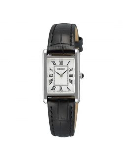 Mały zegarek damski Seiko Classic SWR107P1 – prostokątna koperta i skórzany pasek
