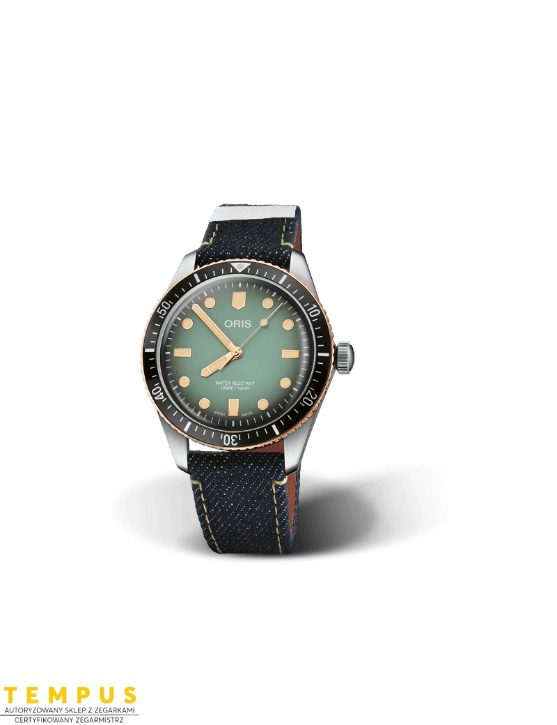 Zegarek sportowy męski Oris Divers Sixty-Five Bronze Bezel Momotaro Jeans Special Edition 01 733 7707 4337-Set - Zegarki ORIS