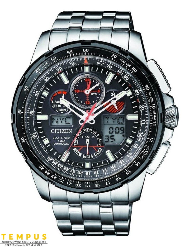 Zegarek sportowy, lotniczy męski Citizen PROMASTER JY8069-88E na bransolecie