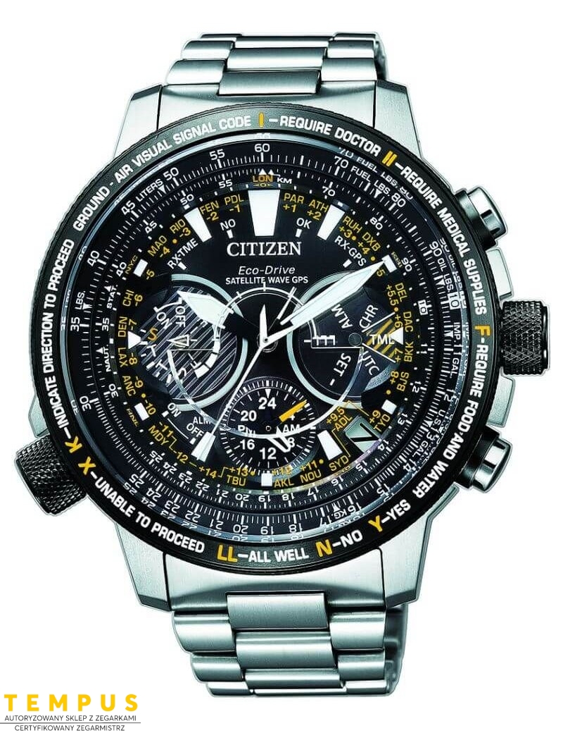 Zegarek sportowy męski Citizen SATELLITE WAVE CC7014-82E na bransolecie Zegarek sportowy męski Citizen SATELLITE WAVE CC7014-82E na bransolecie