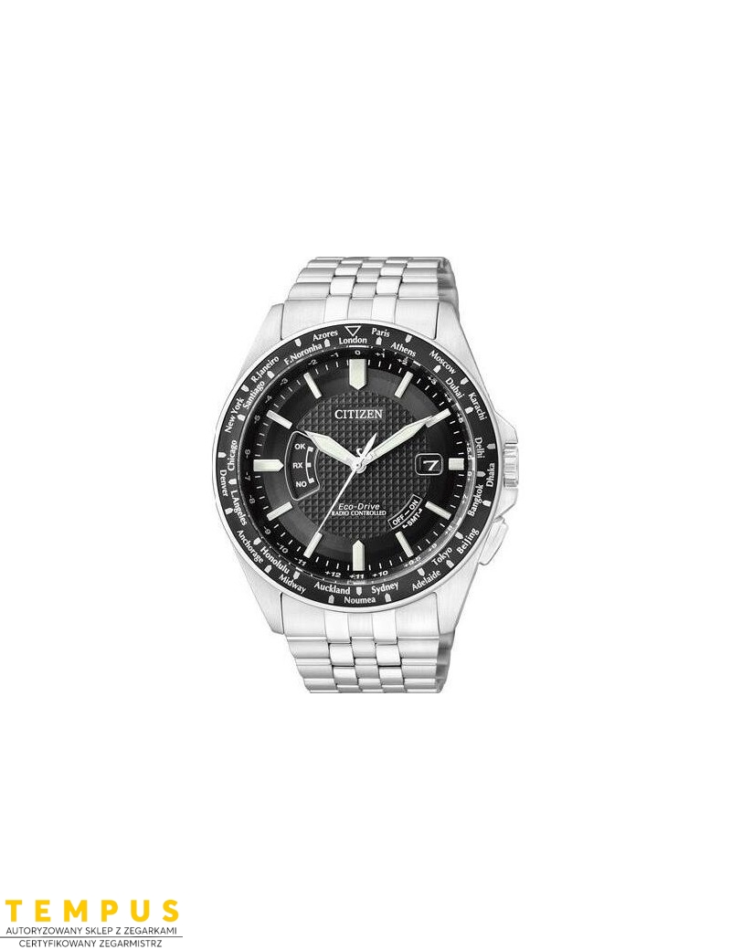 Zegarek męski Citizen RADIO CONTROLLED CB0021-57E na bransolecie