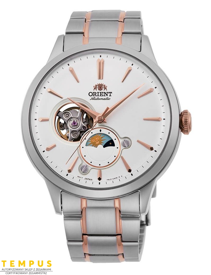 Zegarek klasyczny, elegancki męski Orient Sun & Moon Automatic RA-AS0101S10B Open Heart - Zegarki ORIENT Zegarek klasyczny, elegancki męski Orient Sun & Moon Automatic RA-AS0101S10B Open Heart - Zegarki ORIENT