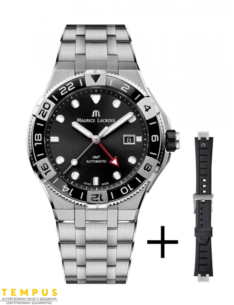 Zegarek sportowy męski Maurice Lacroix Aikon Venturer GMT AI6158-SS00F-330-A - Zegarki MAURICE LACROIX