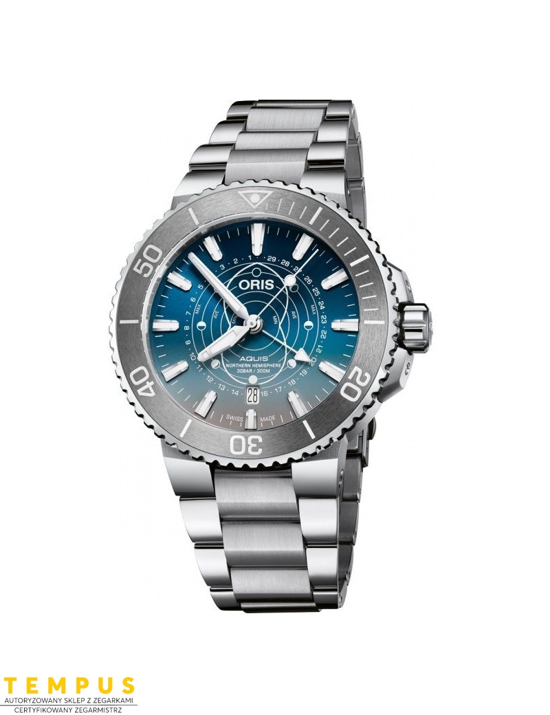 Zegarek sportowy męski Oris Aquis Ii Moonphase Date Dat Watt Limited Edition 01 761 7765 4185-Set - Zegarki ORIS Zegarek sportowy męski Oris Aquis Ii Moonphase Date Dat Watt Limited Edition 01 761 7765 4185-Set - Zegarki ORIS