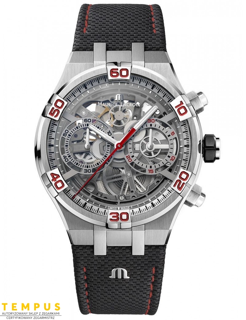 Zegarek casual męski Maurice Lacroix Aikon Chronograph Skeleton Special Edition Mahindra Racing AI6098-SS001-091-2 - Zegarki MAURICE LACROIX
