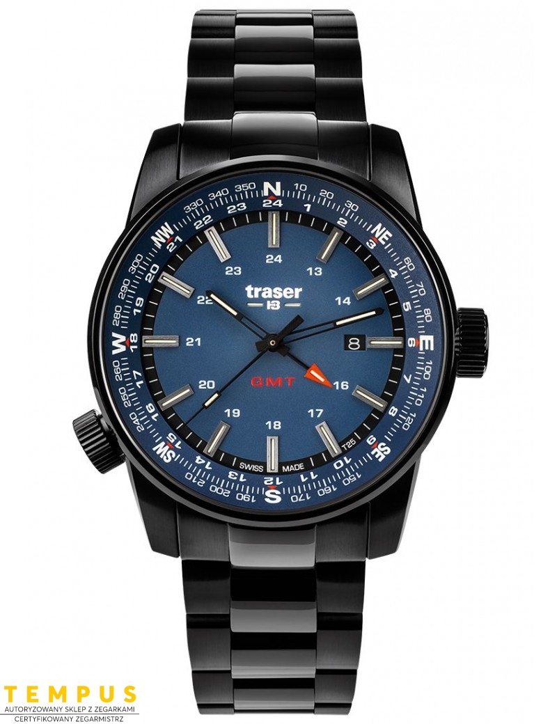 Zegarek sportowy, militarny męski Traser P68 Pathfinder GMT Blue 109524 - Zegarki TRASER Zegarek sportowy, militarny męski Traser P68 Pathfinder GMT Blue 109524 - Zegarki TRASER