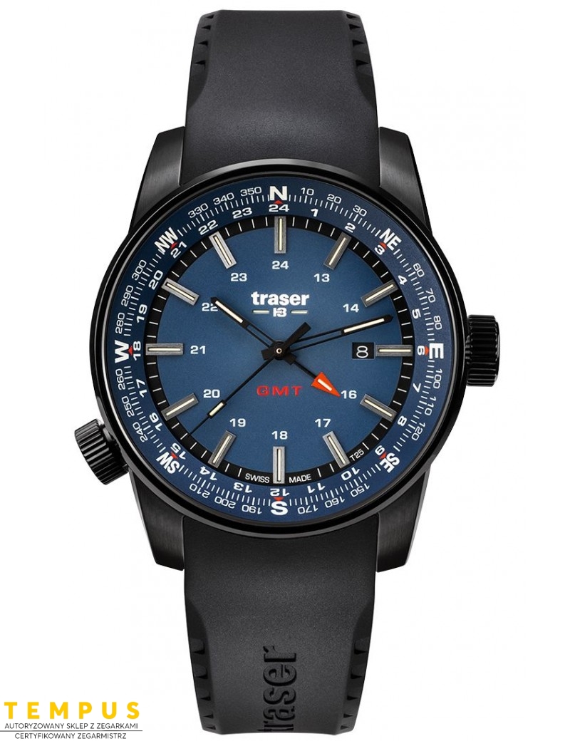 Zegarek sportowy, militarny męski Traser P68 Pathfinder GMT Blue 109743 - Zegarki TRASER Zegarek sportowy, militarny męski Traser P68 Pathfinder GMT Blue 109743 - Zegarki TRASER