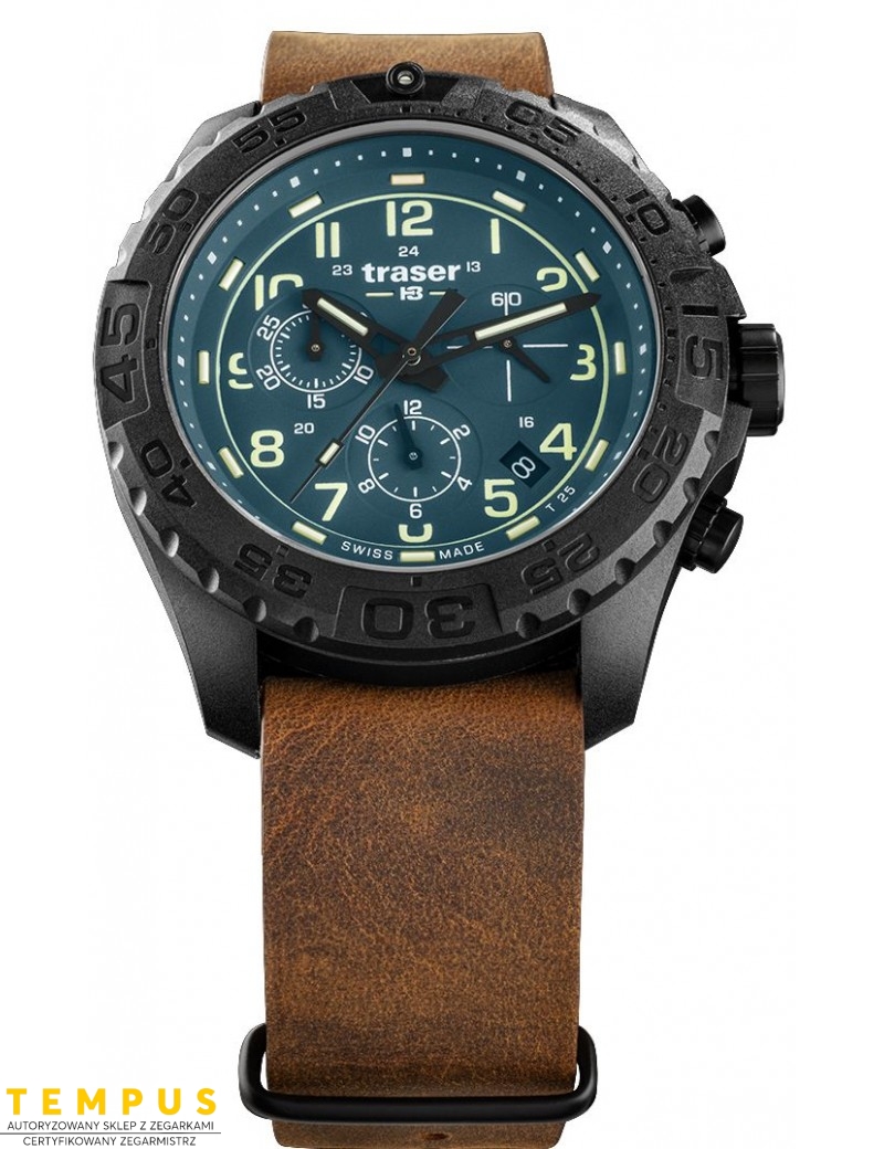 Zegarek sportowy, militarny męski Traser P96 Outdoor Pioneer Evolution Chrono Petrol 109049 - Zegarki TRASER Zegarek sportowy, militarny męski Traser P96 Outdoor Pioneer Evolution Chrono Petrol 109049 - Zegarki TRASER