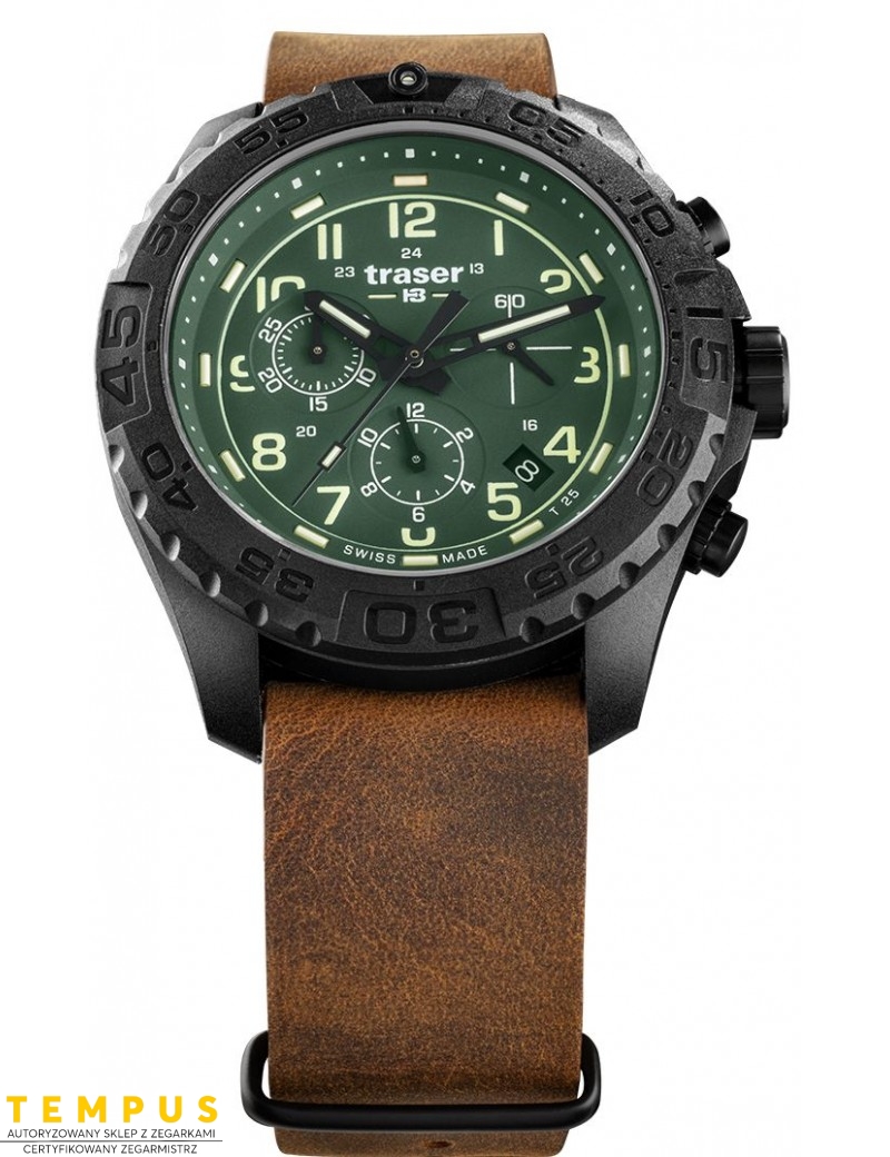 Zegarek sportowy, militarny męski Traser P96 Outdoor Pioneer Evolution Chrono Green 109047 - Zegarki TRASER Zegarek sportowy, militarny męski Traser P96 Outdoor Pioneer Evolution Chrono Green 109047 - Zegarki TRASER