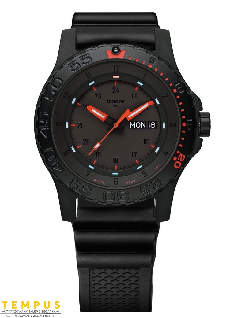 Zegarek sportowy, militarny męski Traser P66 Red Combat 104148 - Zegarki TRASER