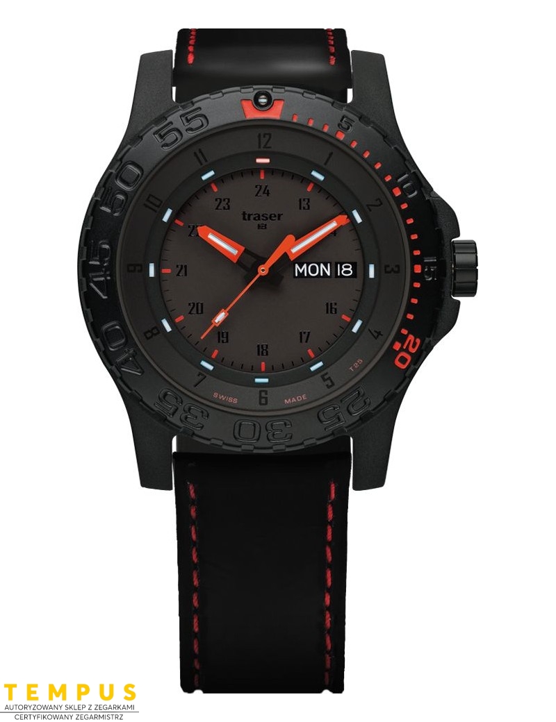 Zegarek sportowy, militarny męski Traser P66 Red Combat 105503 - Zegarki TRASER