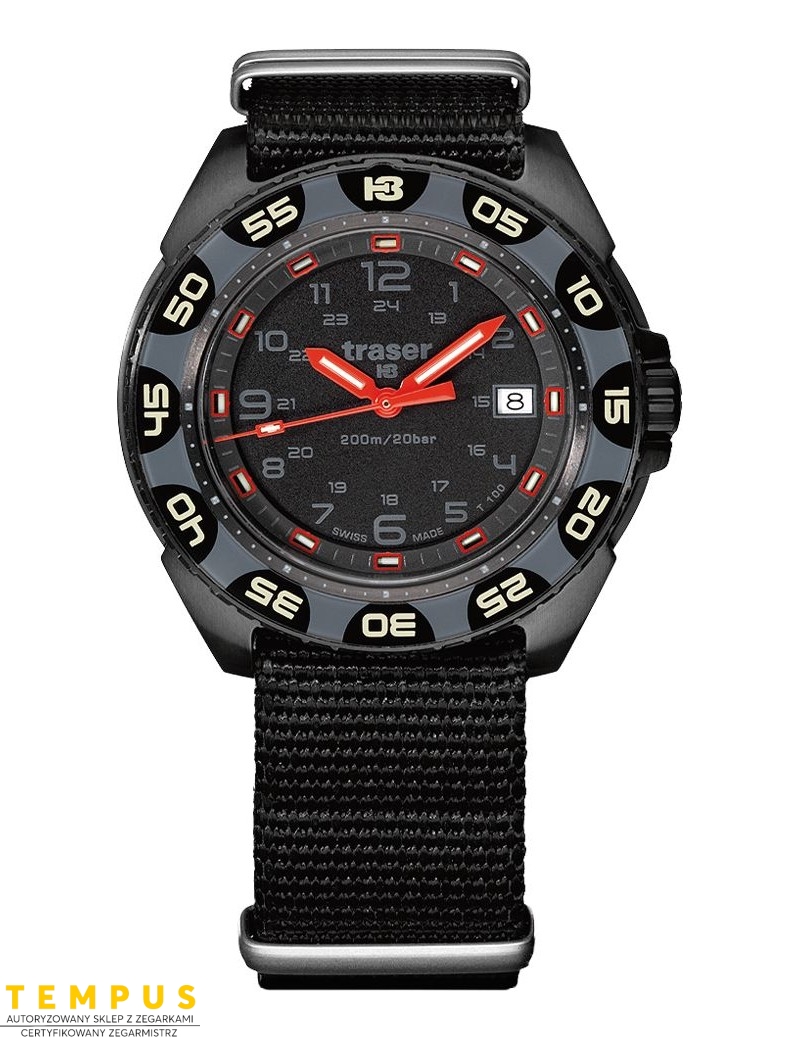 Zegarek sportowy, militarny męski Traser P49 Red Alert T100 106469 - Zegarki TRASER